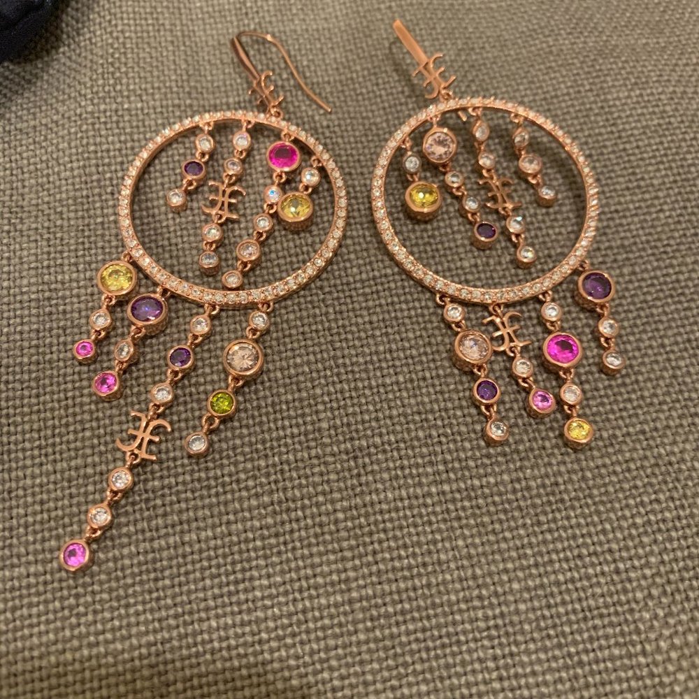 FABI Rose Gold With Multicolor Stones Earrings
